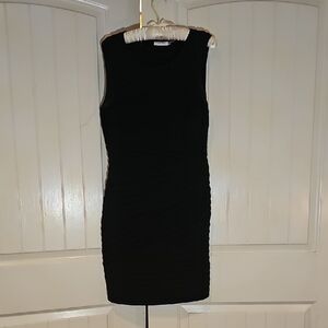 Calvin Klein Black Mini Bodycon Dress Crew Neck